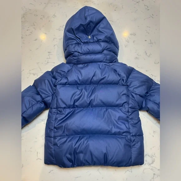 Navy blue polo puffer jacket on sale